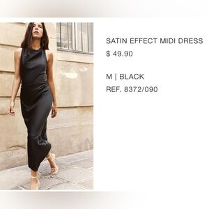 Zara Black Satin Midi Dress
